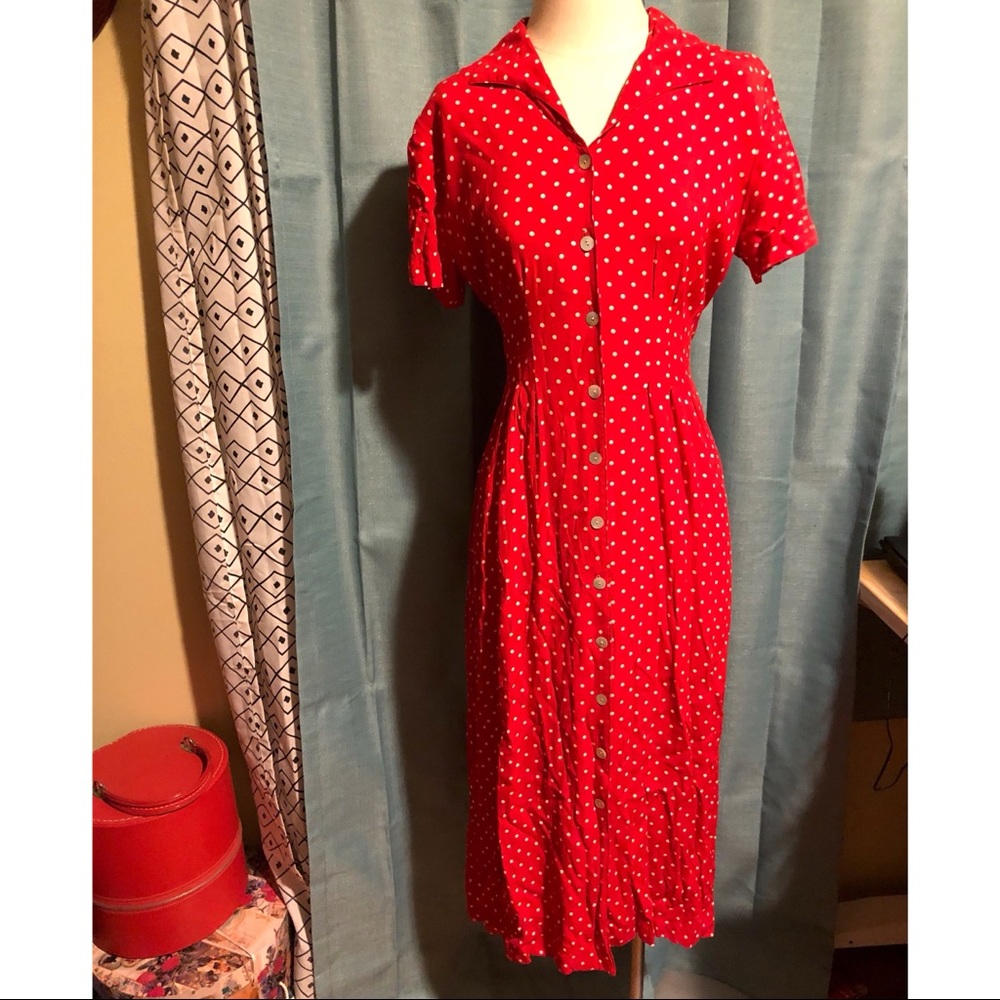 Vintage R&K Originals Red Polka Dot Dress